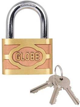 Globe Pressing Hardened Brass Padlock with 3 Keys (60mm)Non Returnable