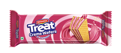 Britannia Treat Creme Wafers Strawberry 75 gm Pouch