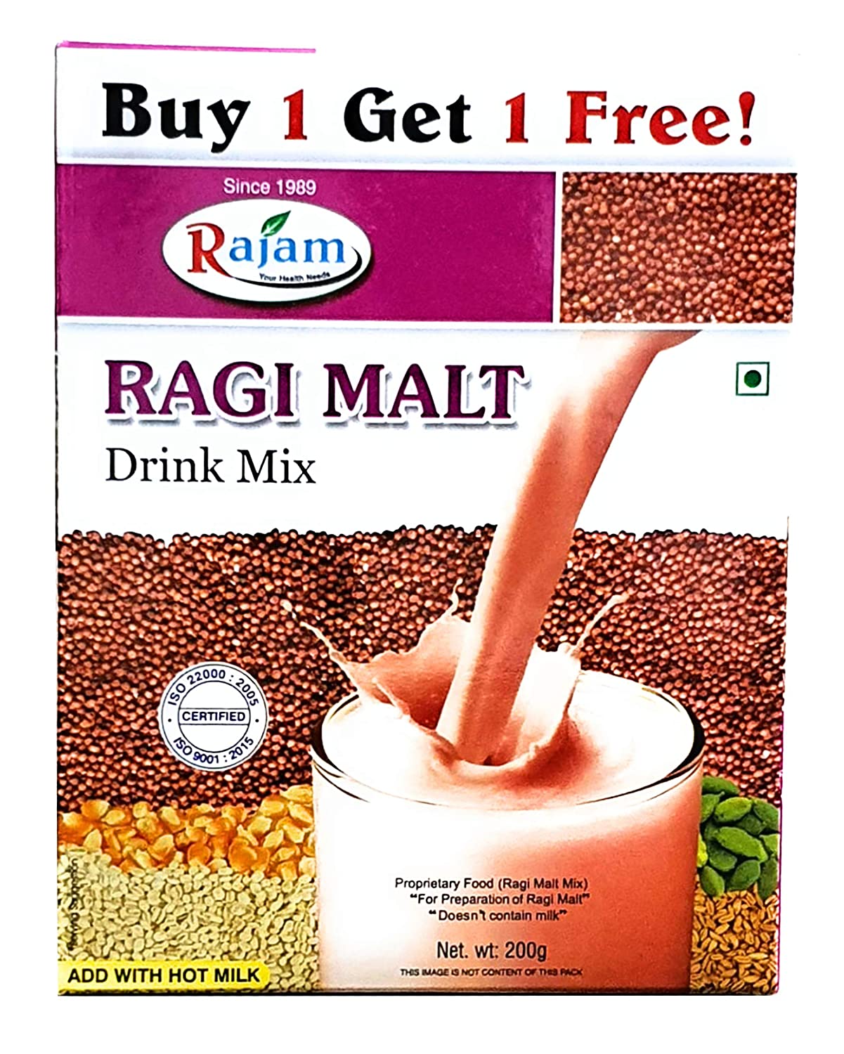 Rajam Ragi Malt Mix 200gms (buy 1- get 1)