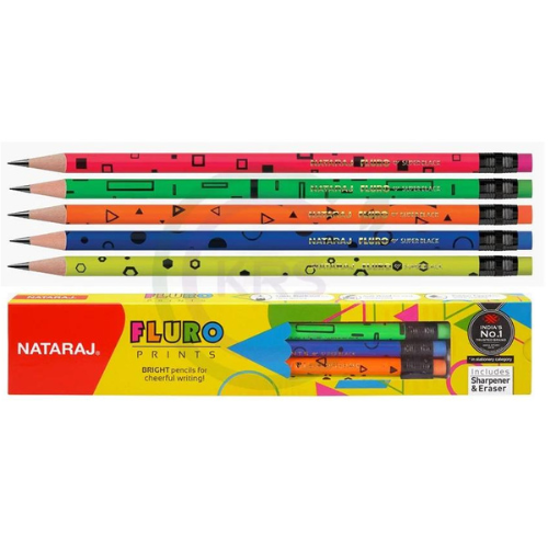 Natraj Fluro Pencil with Eraser (10pcs)