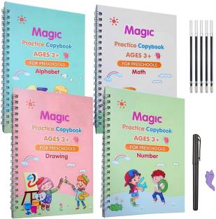 Magic Preschool Copy Book Rewritable Maths,Numbers,Drawings and Alphabets